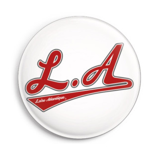 Badge White Signature, baseball, vintage, Cadeaux, Pin's rond, L.A Loire Atlantique , La Baule, Nantes, West Coast.