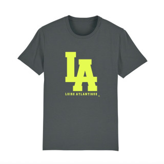 T-Shirt Classic Anthracite L.A Jaune Fluo, Nantes, 44, West Coast, L.A Loire Atlantique.